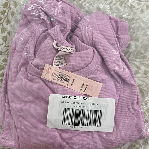 NWT Victoria’s Secret Ribbed Modal Tee Shorts Set in Violet Sugar Size XXL - Picture 4 of 4